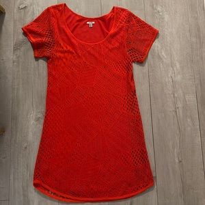 Red woven dress